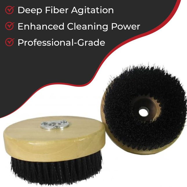 5” Wood Block Brush – Carpet & Upholstery Shampoo Tool for Rotary Buffers & Polishers– Medium Soft Bristles