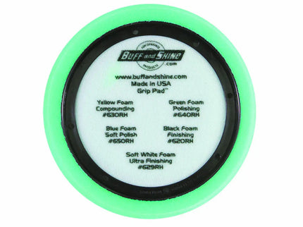 Buff & Shine 7.5" US Green Polishing Hex Faced Foam Grip Pad™ with Center Ring Backing #640RH
