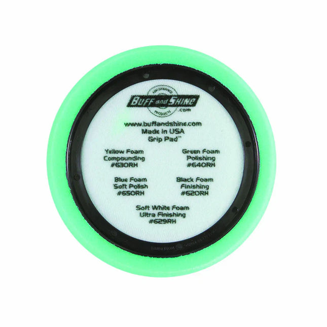 Buff & Shine 7.5" US Green Polishing Hex Faced Foam Grip Pad™ with Center Ring Backing #640RH