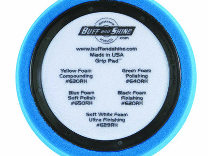 Buff & Shine 7.5" US Blue Soft Polishing Hex Faced Foam Grip Pad Center Ring #650RH