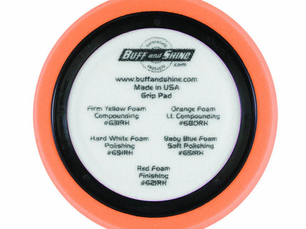 Buff & Shine 7.5" Euro Orange Med. Cutting Hex Faced Foam Grip Pad #680RH