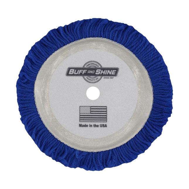 Buff & Shine 7503BG - 7.5" 100% Blue Wool (4 Ply Twist) Grip Wool Pad - Cutting