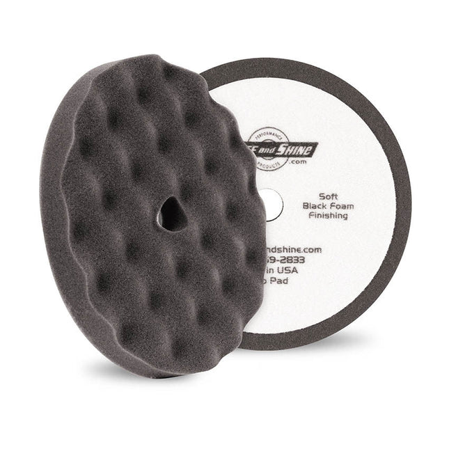BUFF & SHINE 8" Black Convoluted Face Foam Grip Pad™, Flat Back 2 Pack