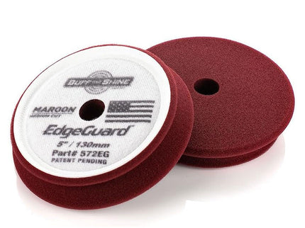 Buff & Shine EdgeGuard Maroon Foam Pad, Medium Cut, 5" / 130mm 2 PACK #572EG