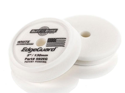 Buff & Shine EdgeGuard White Foam Pad, Polishing/Finishing, 5" / 130mm 2 PACK #592EG