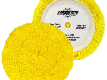 Buff & Shine 7.5" Yellow Single Ply Wool Blend Grip Pad #7503GYS