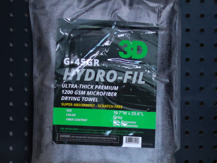 3D Gray HYDRO-FIL Ultra-Thick 1200 GSM Premium Microfiber Towel 20X24 G-45GR