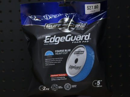 Buff & Shine EdgeGuard Blue Foam Pad, Heavy Cut, 5" / 130mm 2 PACK #554EG