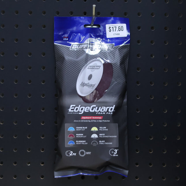 Buff & Shine EdgeGuard Maroon Foam Pad, Medium Cut, 3"/80mm 2 PAK #372EG