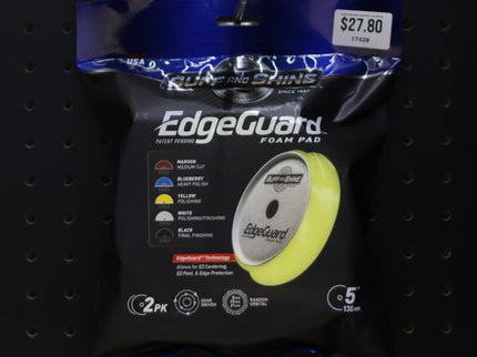 Buff & Shine EdgeGuard Foam Pad, Yellow, Polishing, 5" / 130mm 2 PACK #534EG