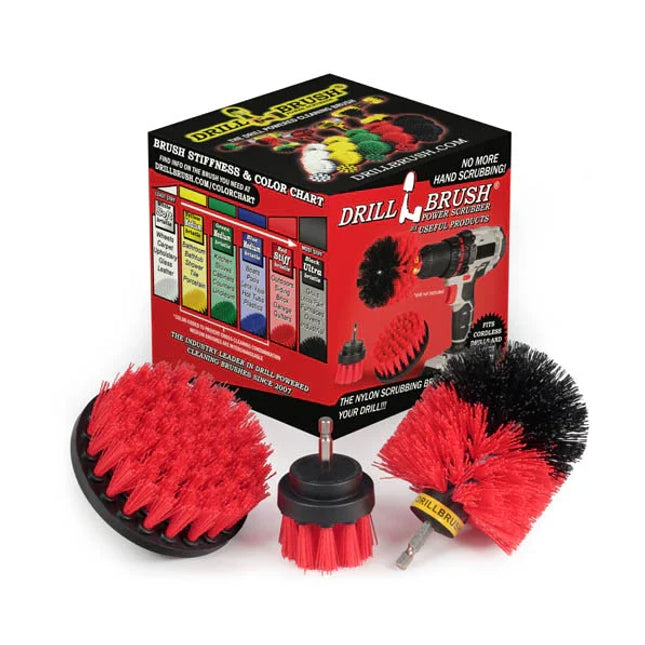 DRILL BRUSH 3 PC KIT RED