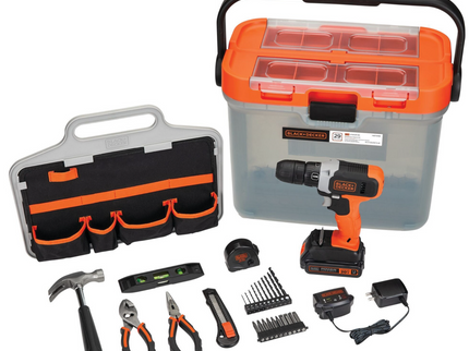 BLACK & DECKER 20V MAX Cordless Drill & DIY Home Project Kit (28 Pieces + Tool Box)