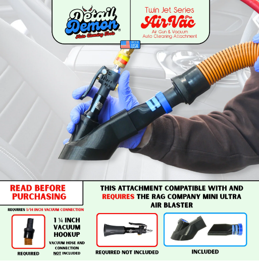 DETAIL DEMON Crevice Air+Vac Oval Attachment compatible with The Rag Company Ultra Air Blaster Mini