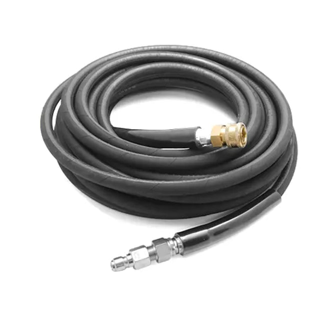 VELOCI 3/8" Kobrajet Black Hose, 4300 PSI, 100 FT, Brass Socket and Plated Steel Plug.